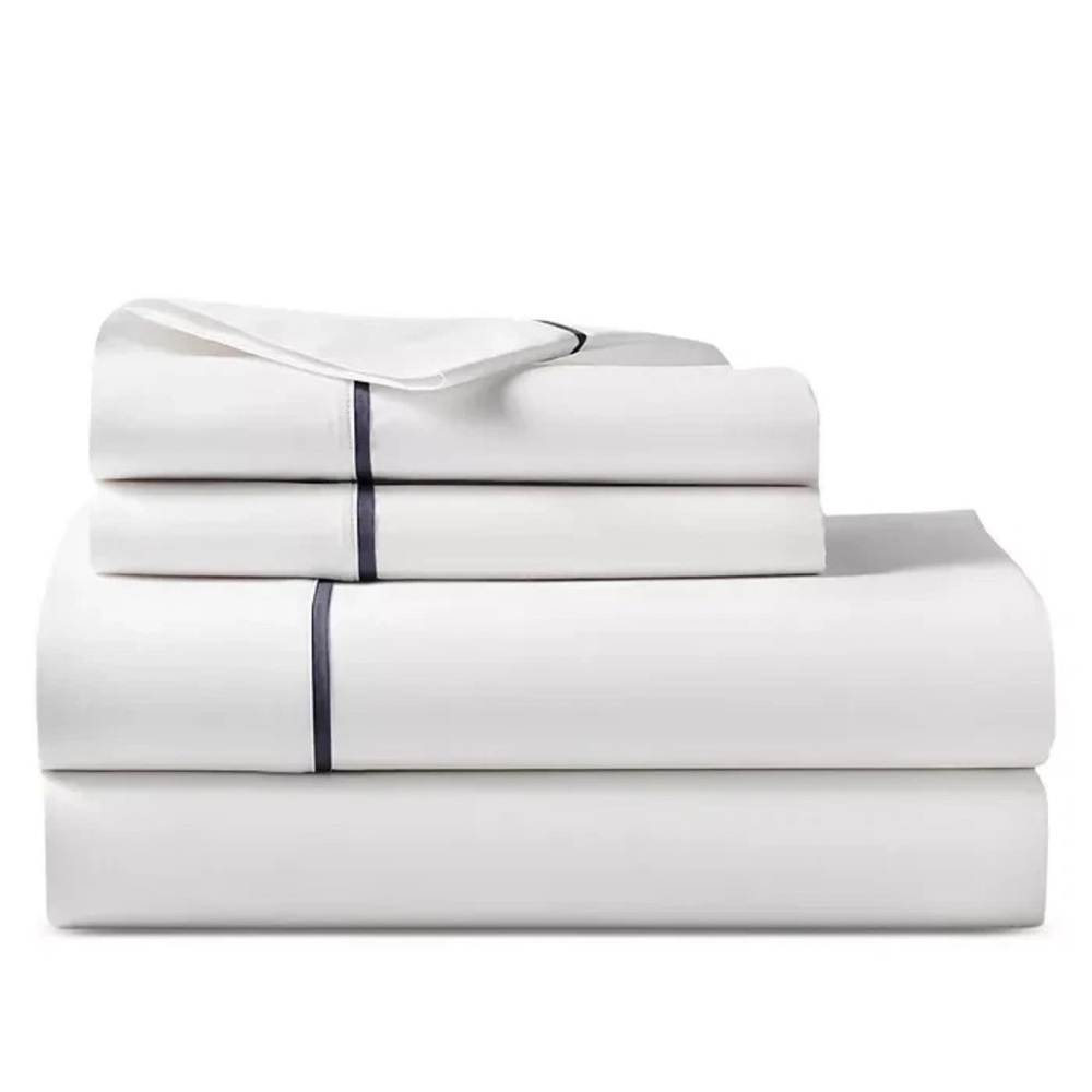 Ralph Lauren PALMER PERCALE Flat Sheet White Organic Cot…